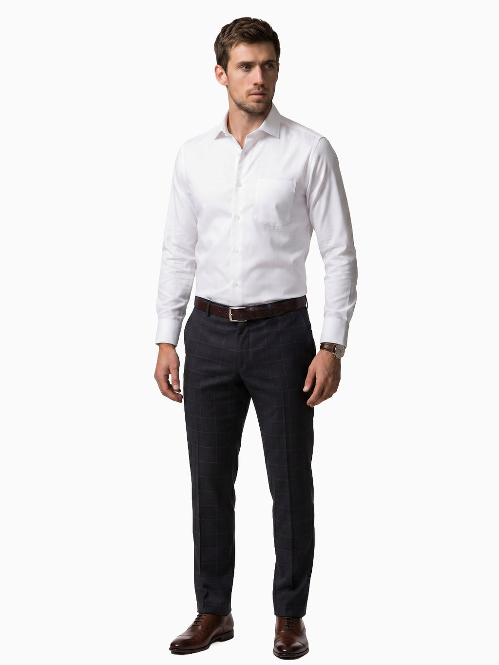 Classic Diamond  Dobby White Formal Shirt
