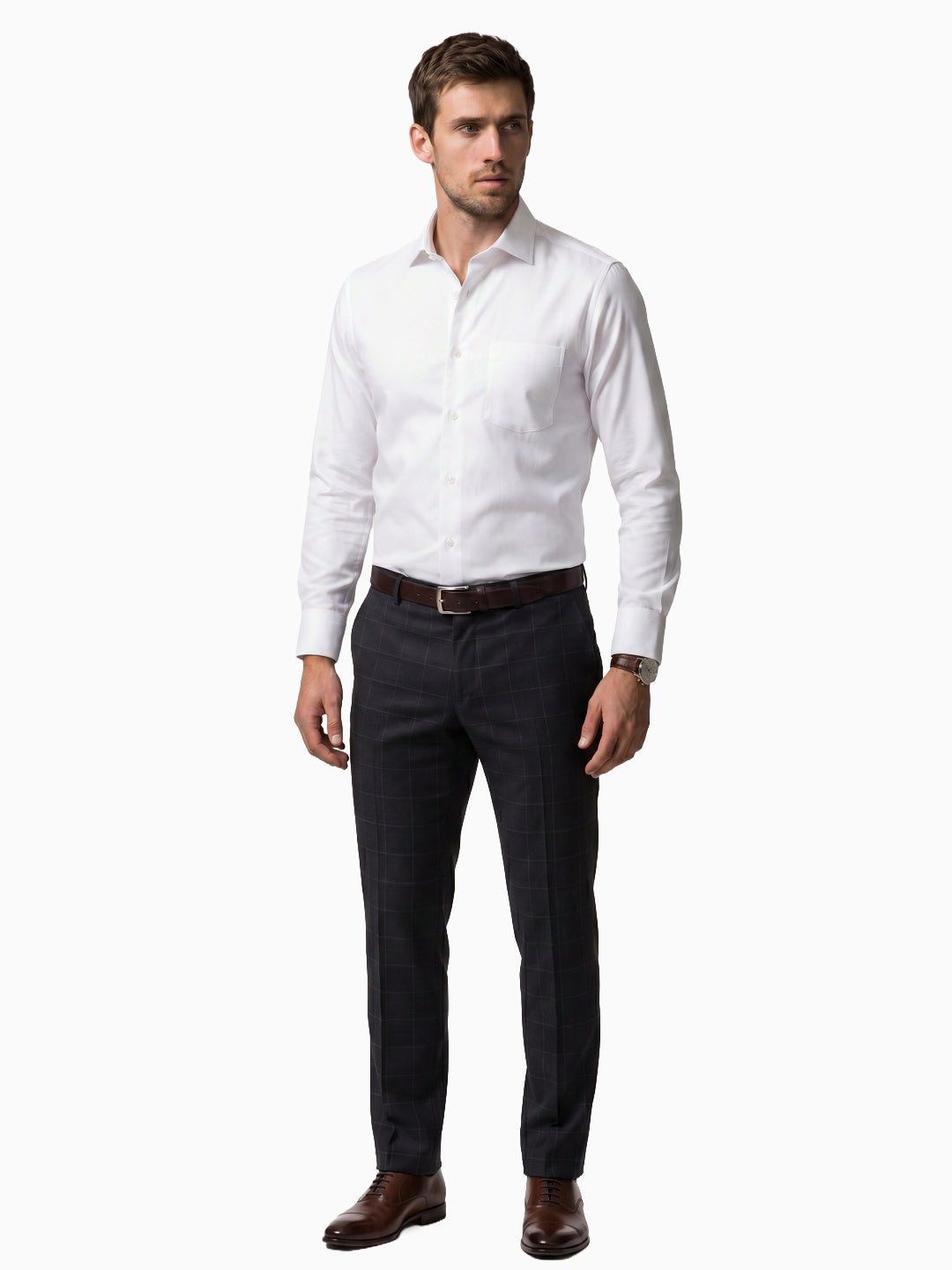 Classic Diamond  Dobby White Formal Shirt