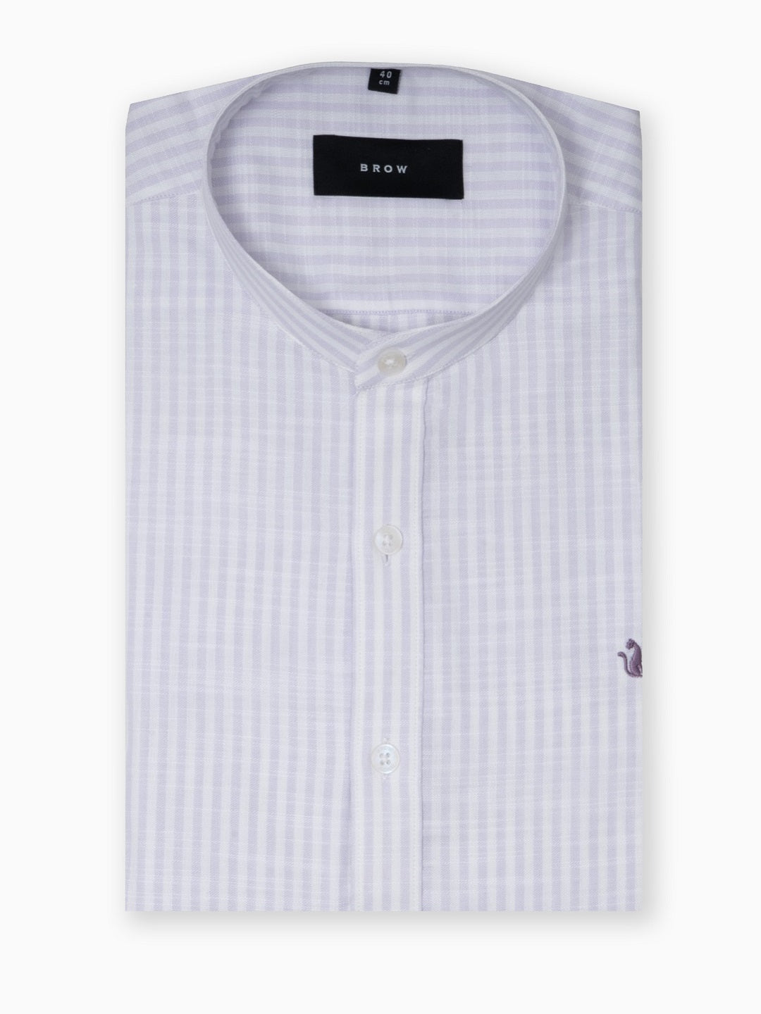 Mint Purple & White Striped Slub Cotton Shirt