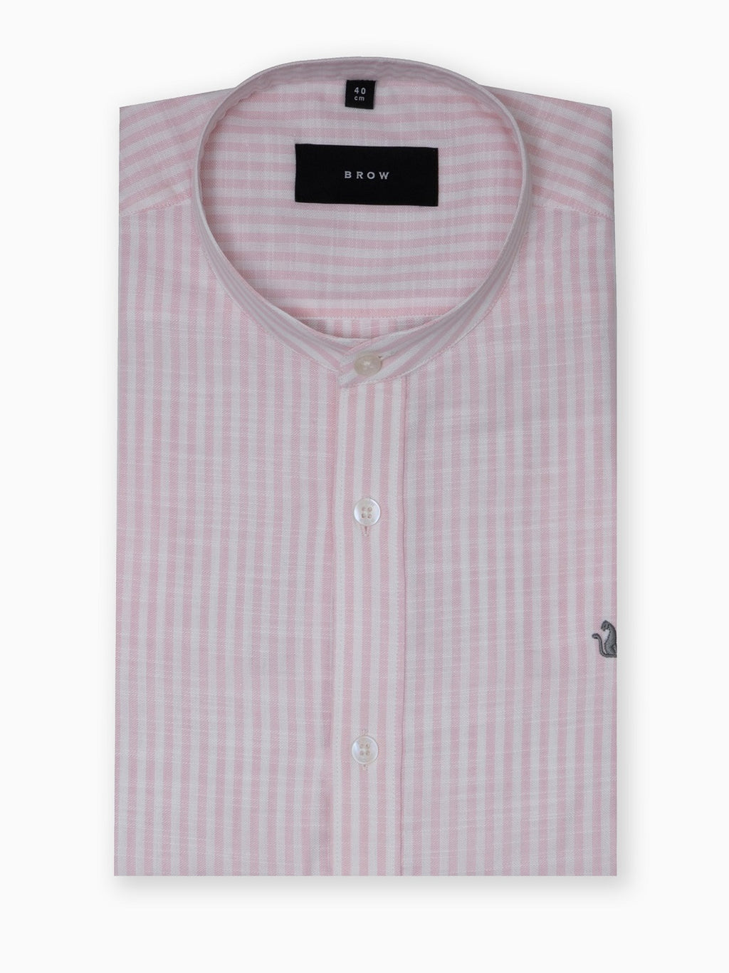 Mint Pink & White Striped Slub Cotton Shirt