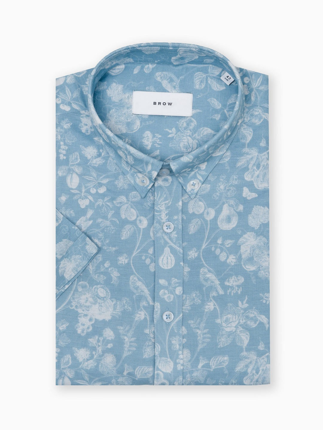Aqualine Sea Blue Printed Linen Half Sleeve Cotton Shirt