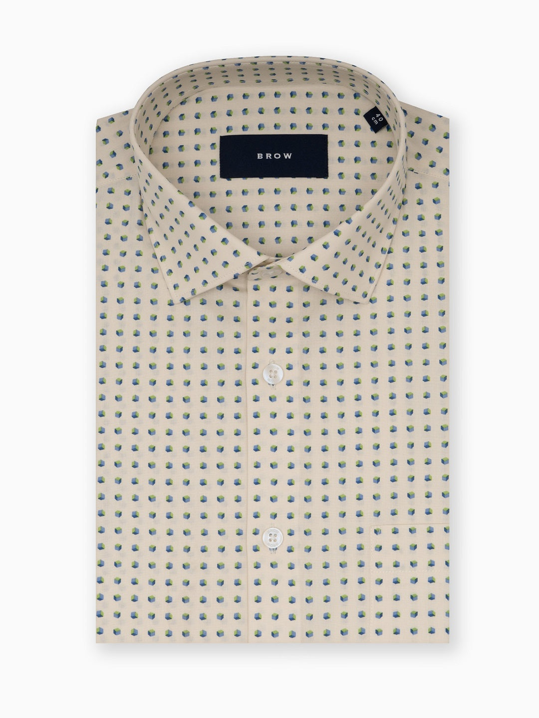 CUBO 3D Blue & Green Geometric Print Shirt