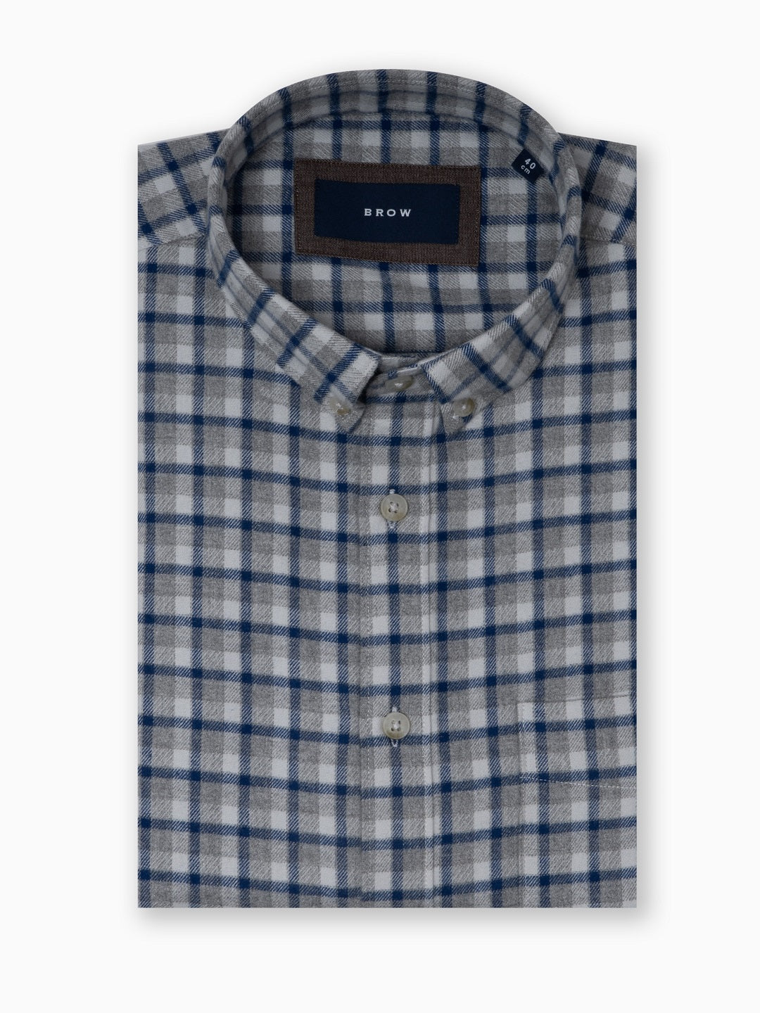 FLANNEL Indigo Blue & Grey Checked Cotton Button-Down Shirt