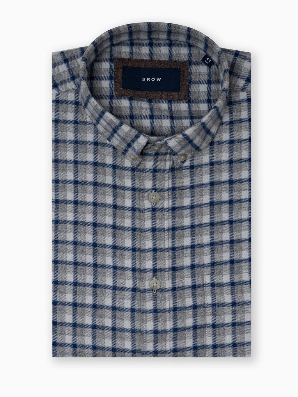 FLANNEL Indigo Blue & Grey Checks Cotton Button-Down Shirt