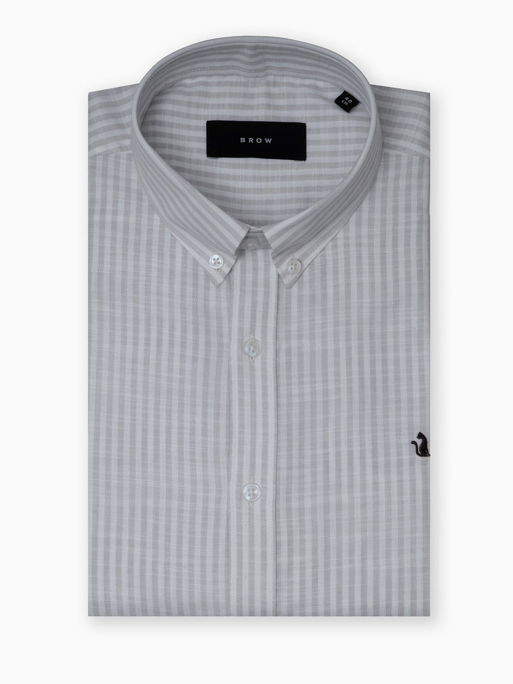 Mint Grey & White Striped Slub Cotton Shirt
