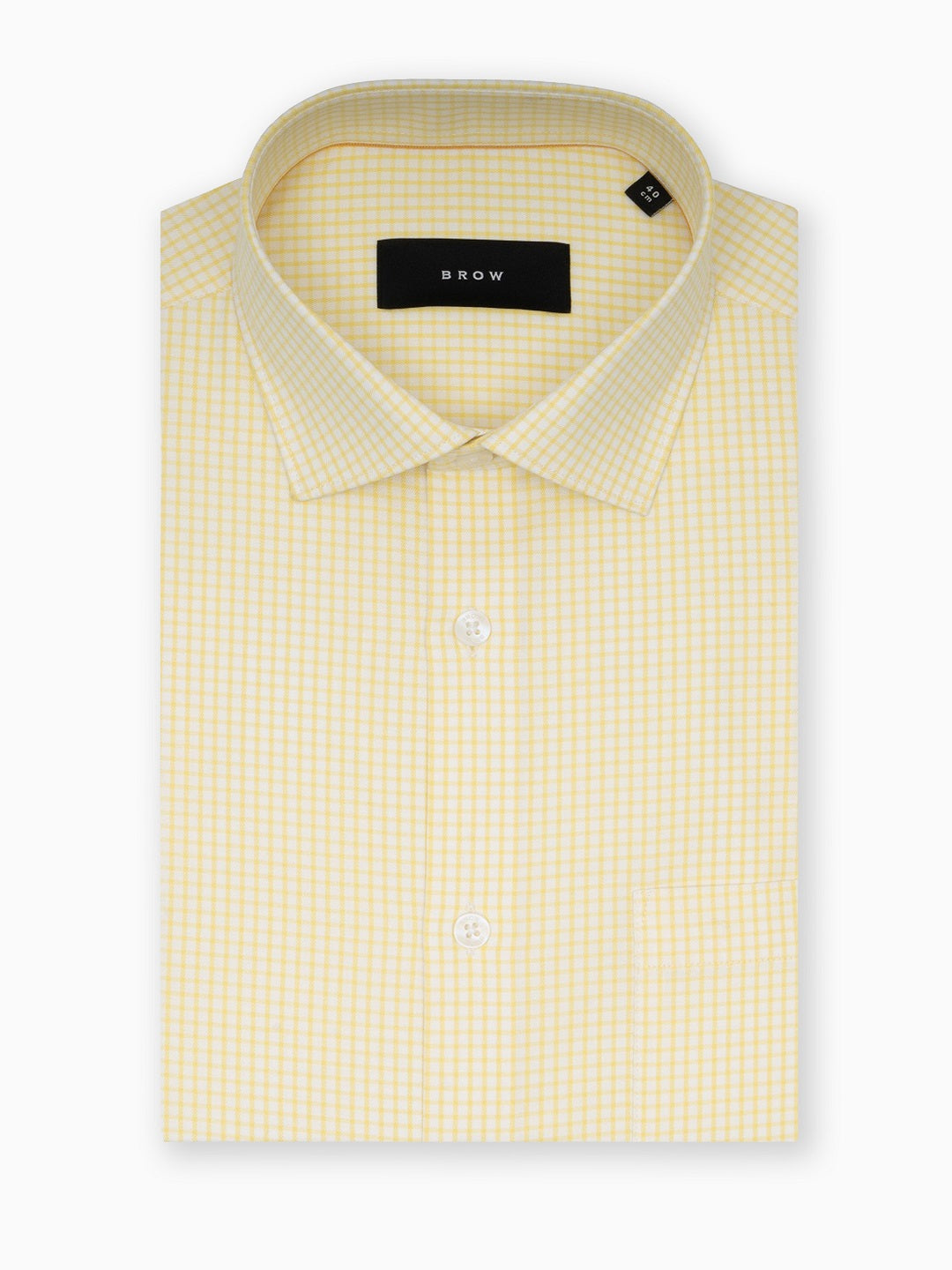 Square Lemon & White Micro Checks Full Sleeve Cotton Shirt