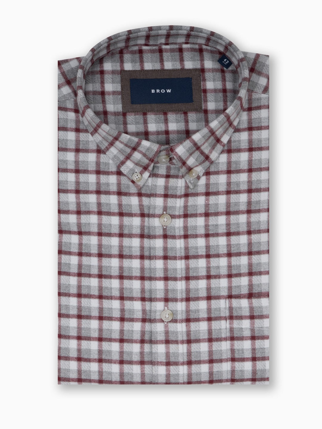 FLANNEL Wine & Grey Checked Cotton Button-Down Shirt