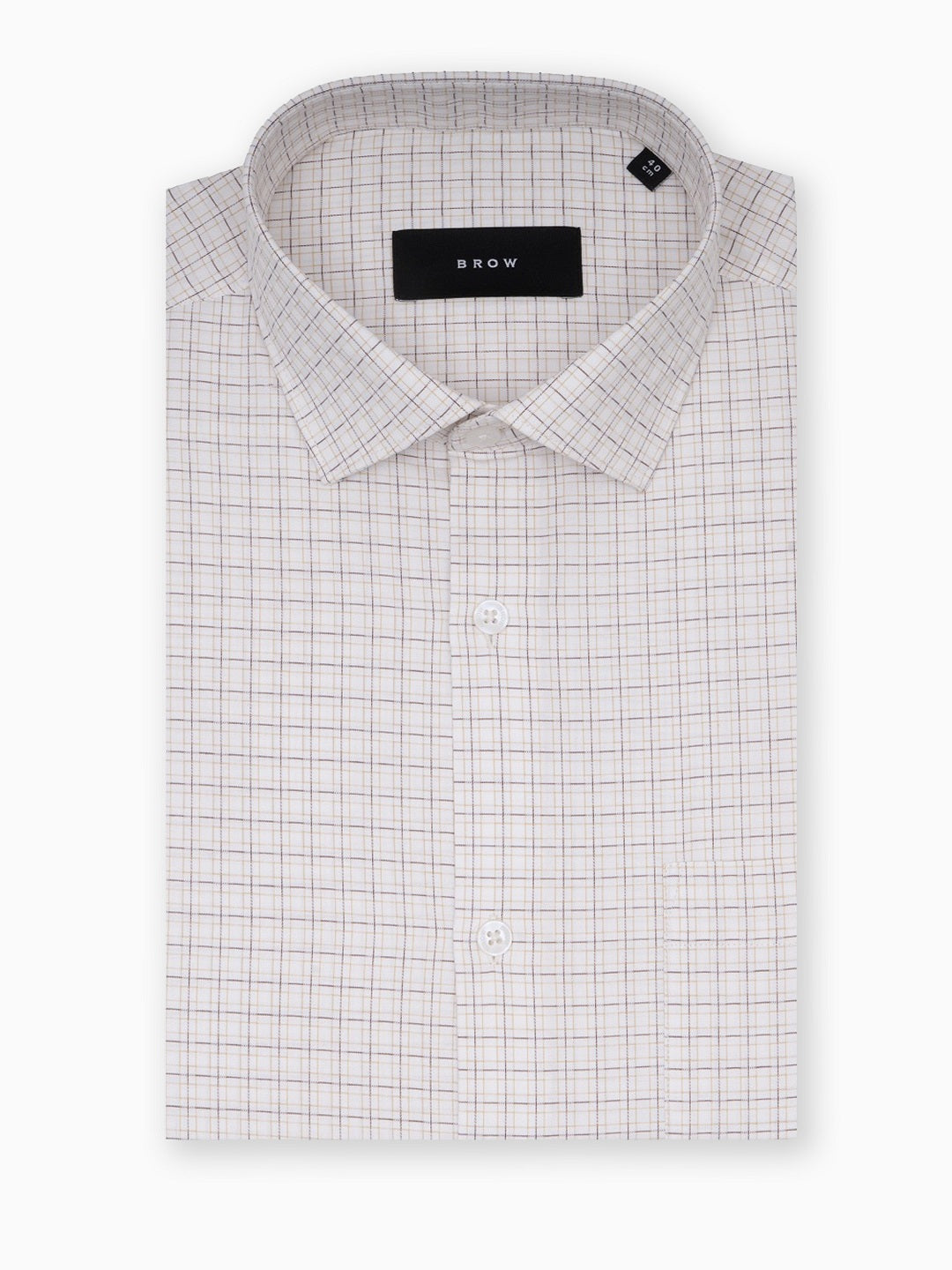 Skyfall Tile Dobby Beige Checked Formal Cotton Shirt