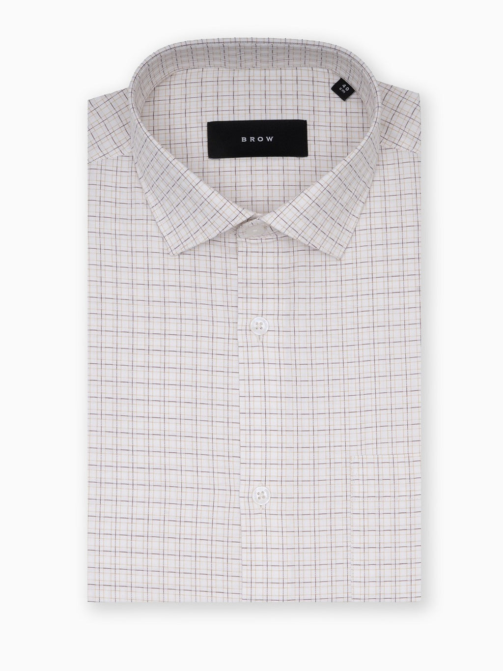 Skyfall Tile Dobby Beige Checked Formal Cotton Shirt