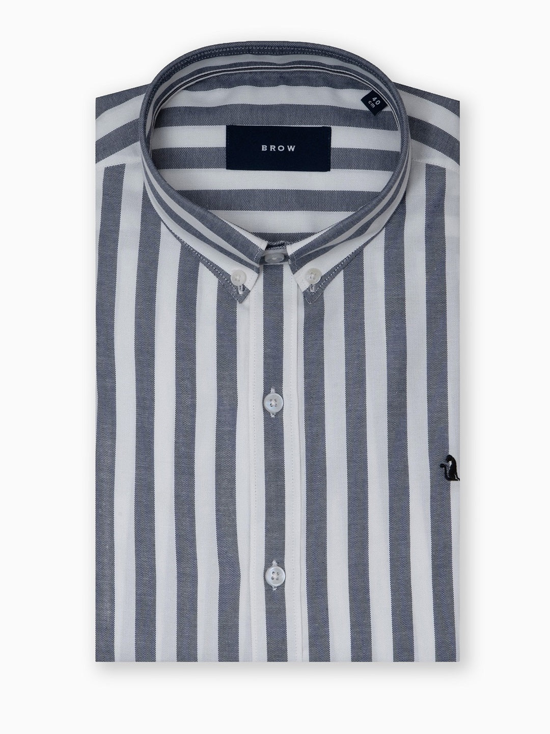 Western Bold White and Dark Grey Striped Oxford Button Down Full sleeve Shirt