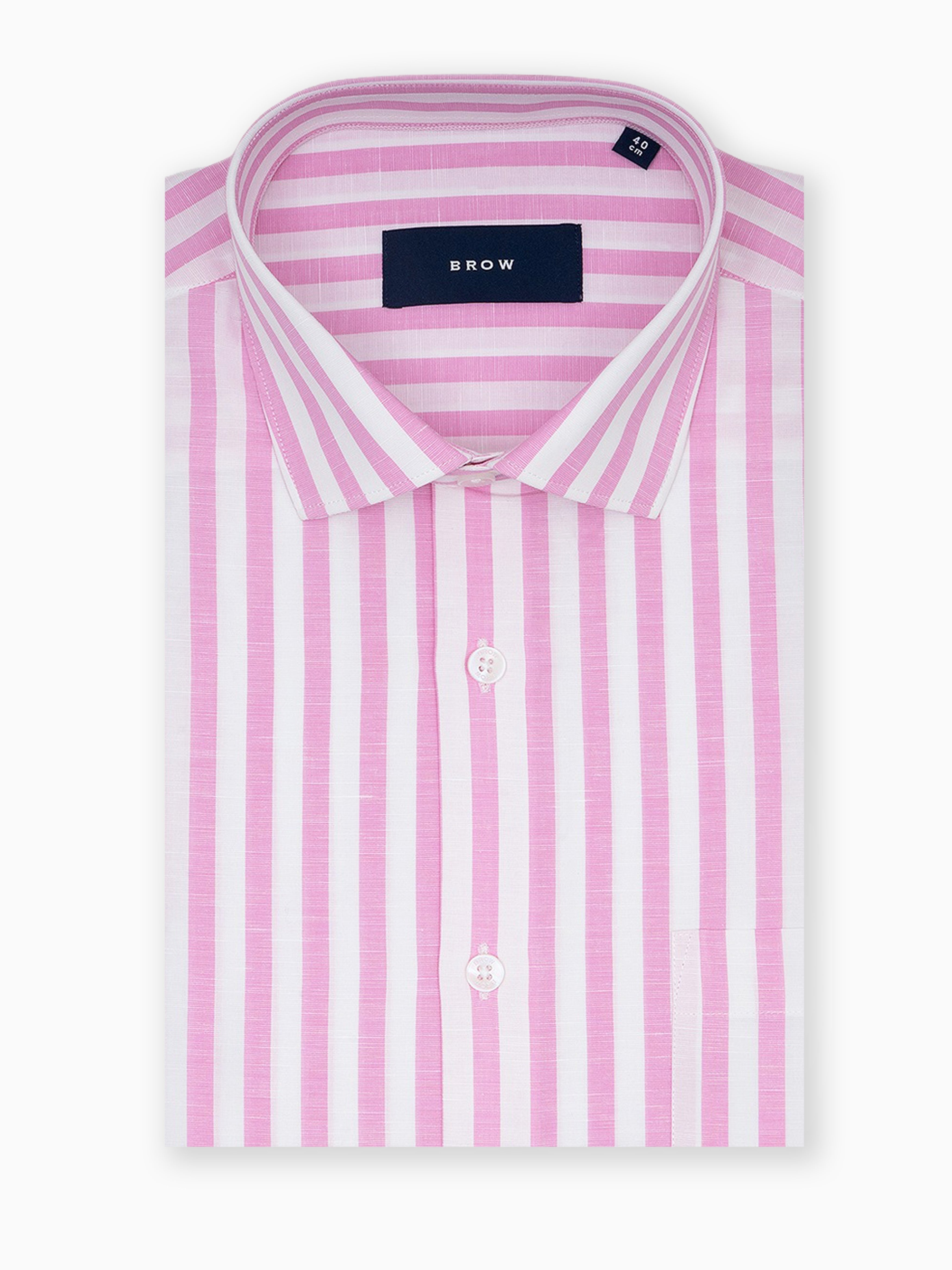 Urban Pink & White Stripe Cotton Linen Shirt