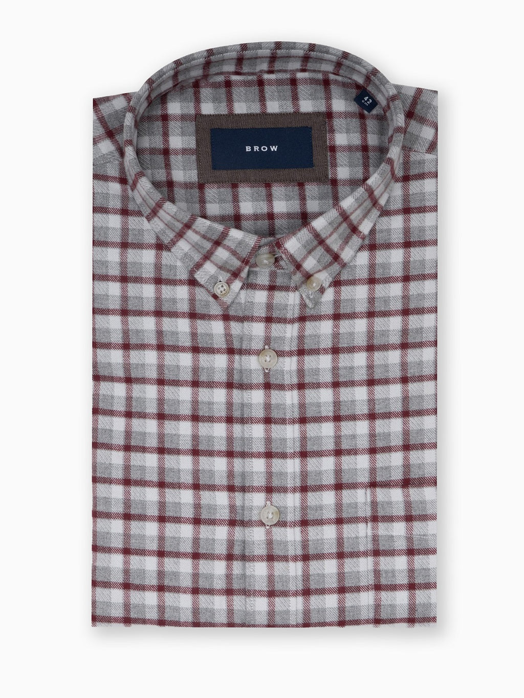 FLANNEL Wine & Grey Checks Cotton Button-Down Shirt