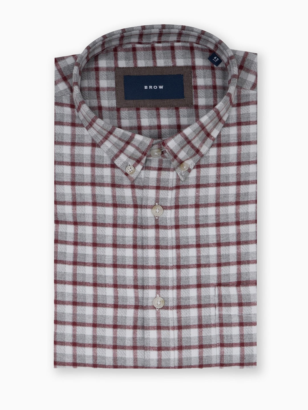 FLANNEL Wine & Grey Checks Cotton Button-Down Shirt