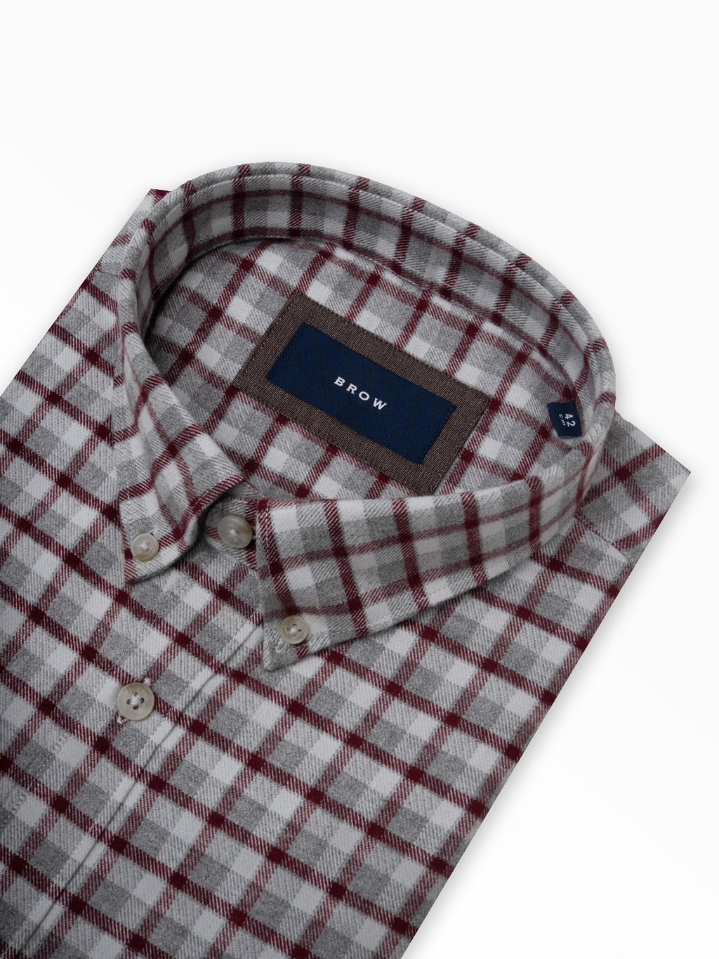 FLANNEL Wine & Grey Checks Cotton Button-Down Shirt