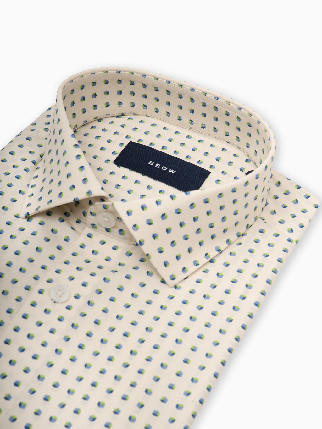 CUBO 3D Blue & Green Geometric Print Shirt