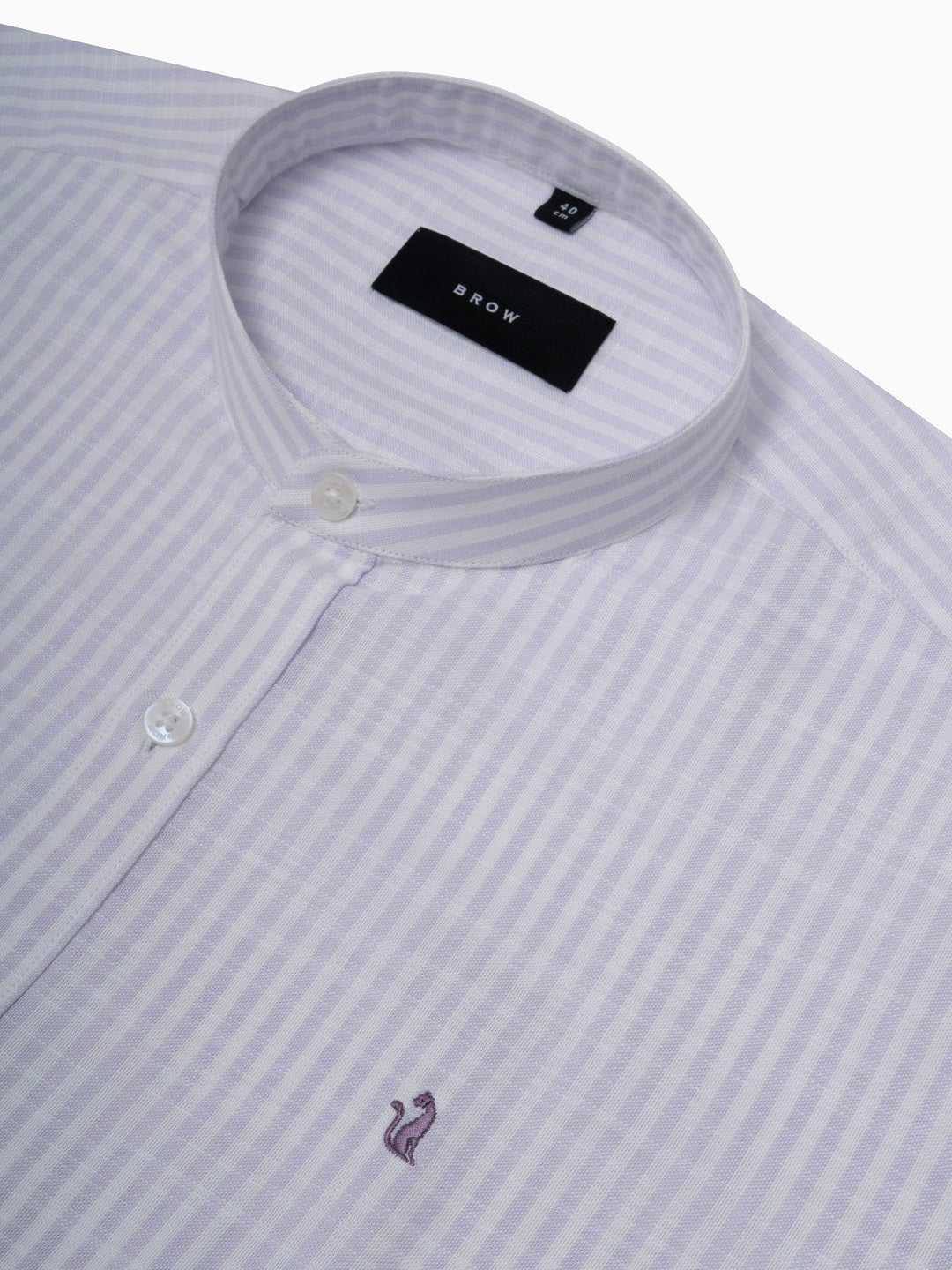 Mint Purple & White Striped Slub Cotton Shirt