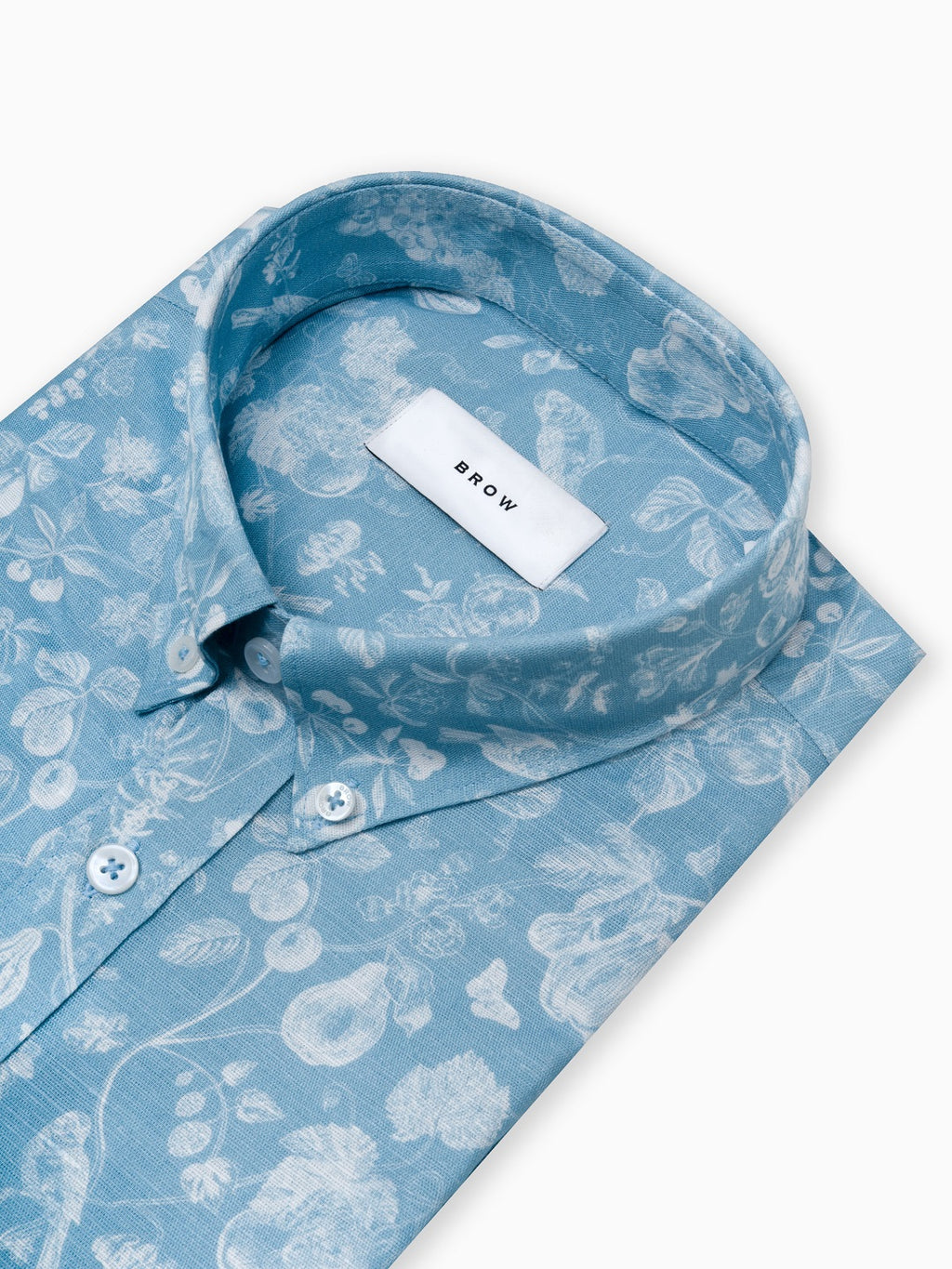 Aqualine Sea Blue Printed Cotton Linen Half Sleeve Shirt