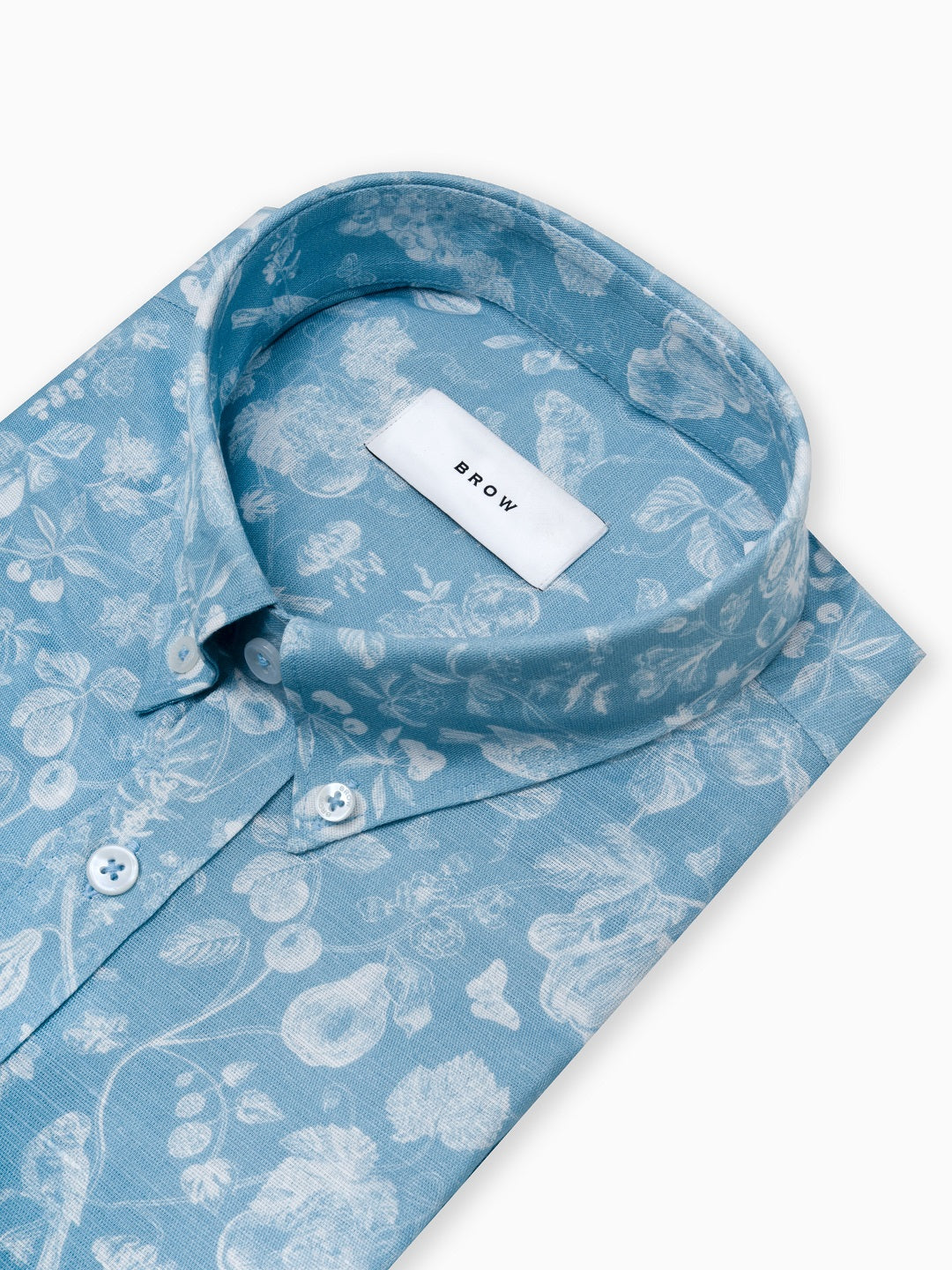 Aqualine Sea Blue Printed Cotton Linen Half Sleeve Shirt