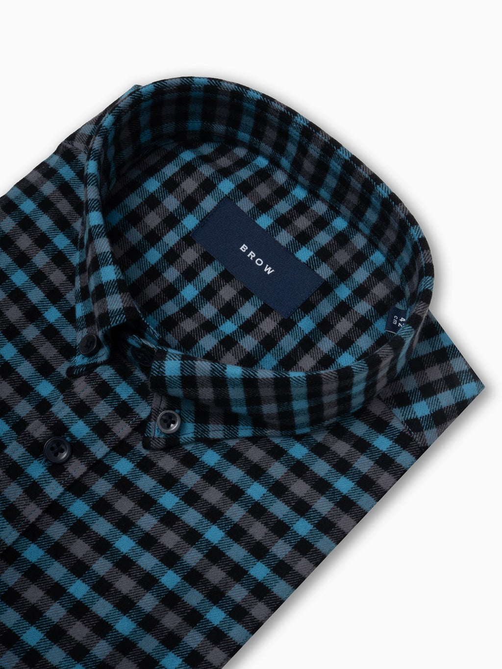 FLANNEL Teal & Black Gingham Checks Button-Down Cotton Shirt