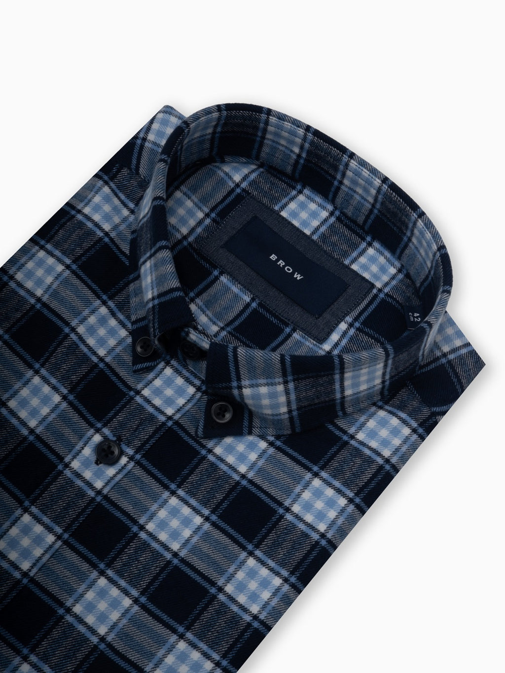 FLANNEL Navy & Light Blue Checks Button-Down Cotton Shirt
