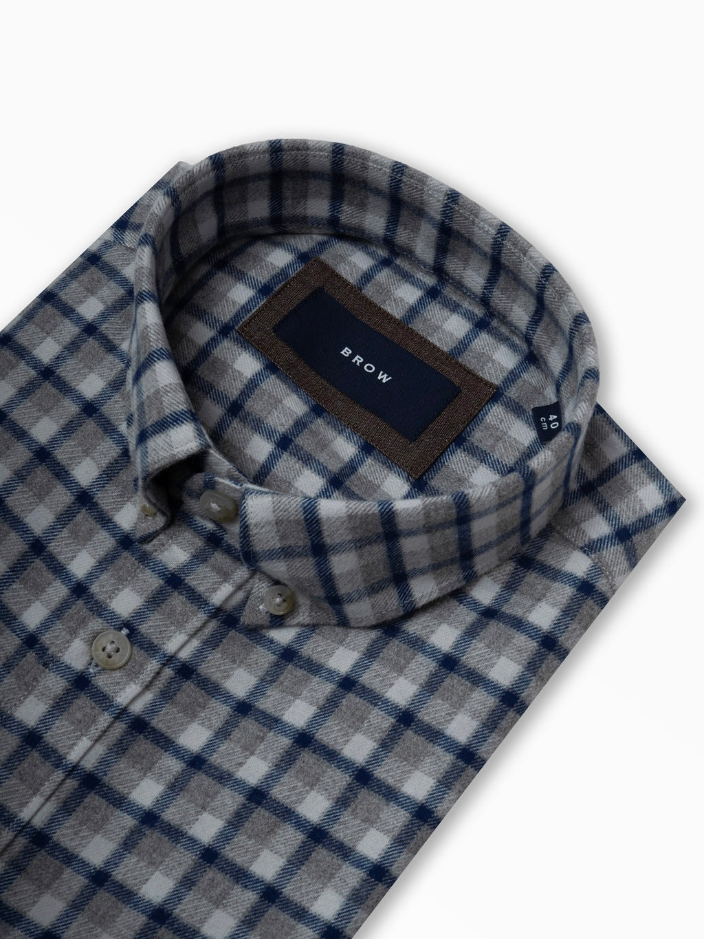 FLANNEL Indigo Blue & Grey Checks Cotton Button-Down Shirt