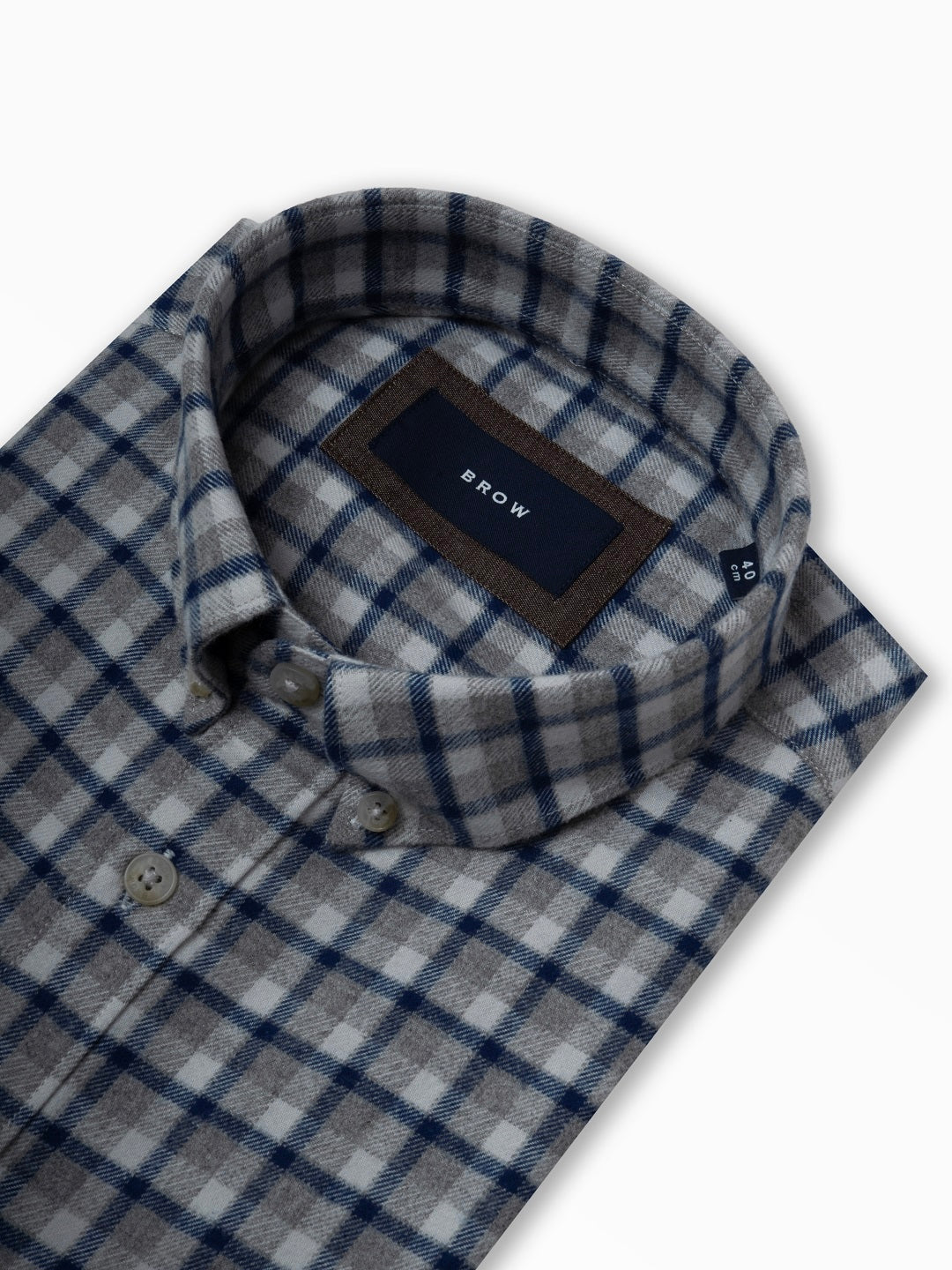 FLANNEL Indigo Blue & Grey Checks Cotton Button-Down Shirt