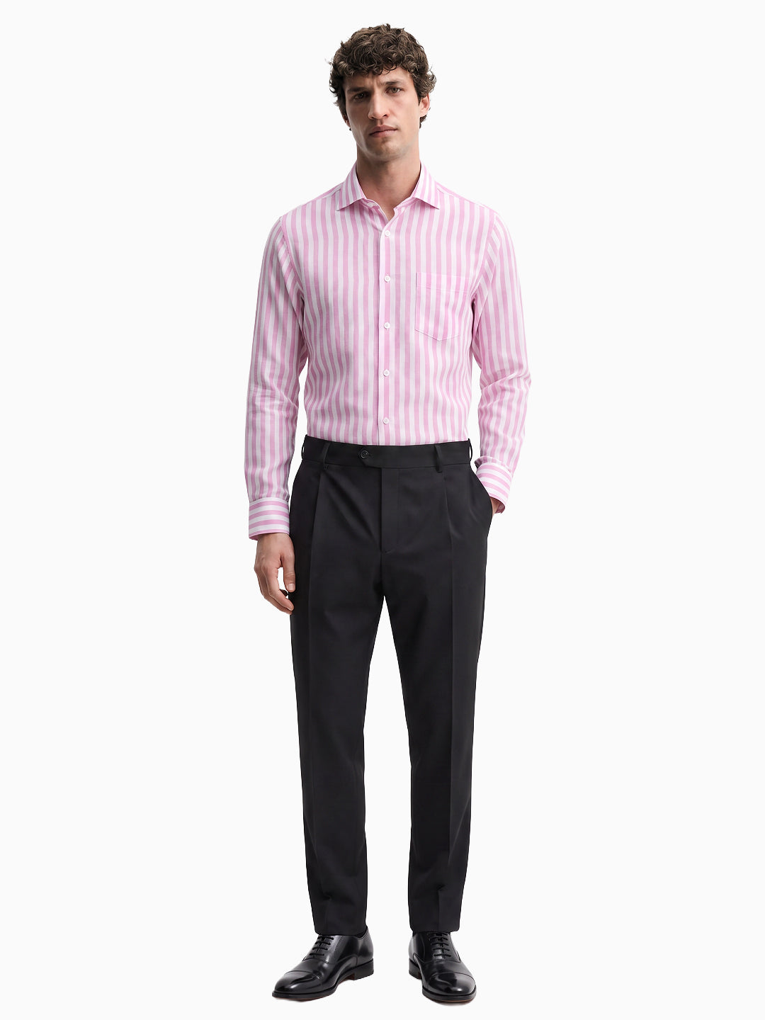 Urban Pink & White Stripe Cotton Linen Full Sleeve Shirt