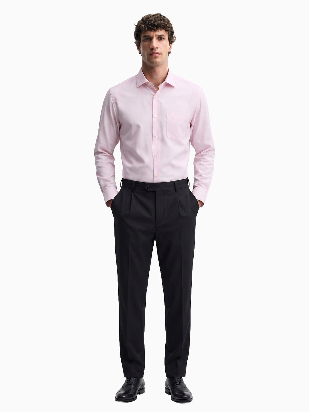 Fusion Oxford Pink Pinpoint Solid Formal Shirt