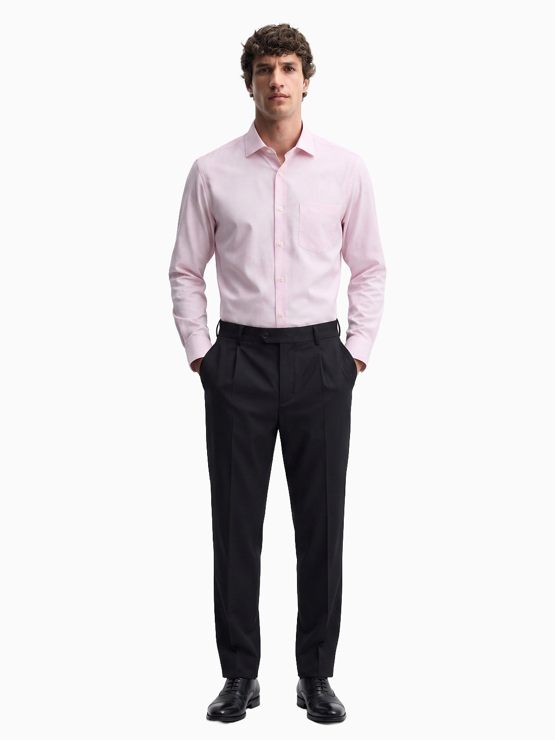 Fusion Oxford Pink Pinpoint Solid Formal Shirt