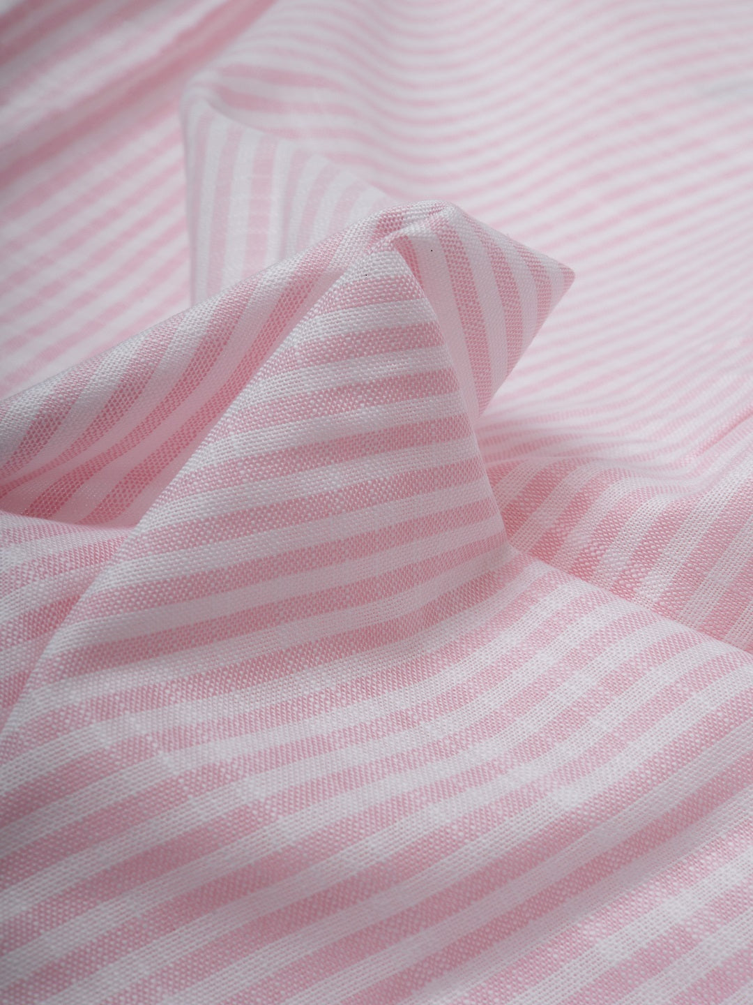 Mint Pink & White Striped Slub Cotton Shirt