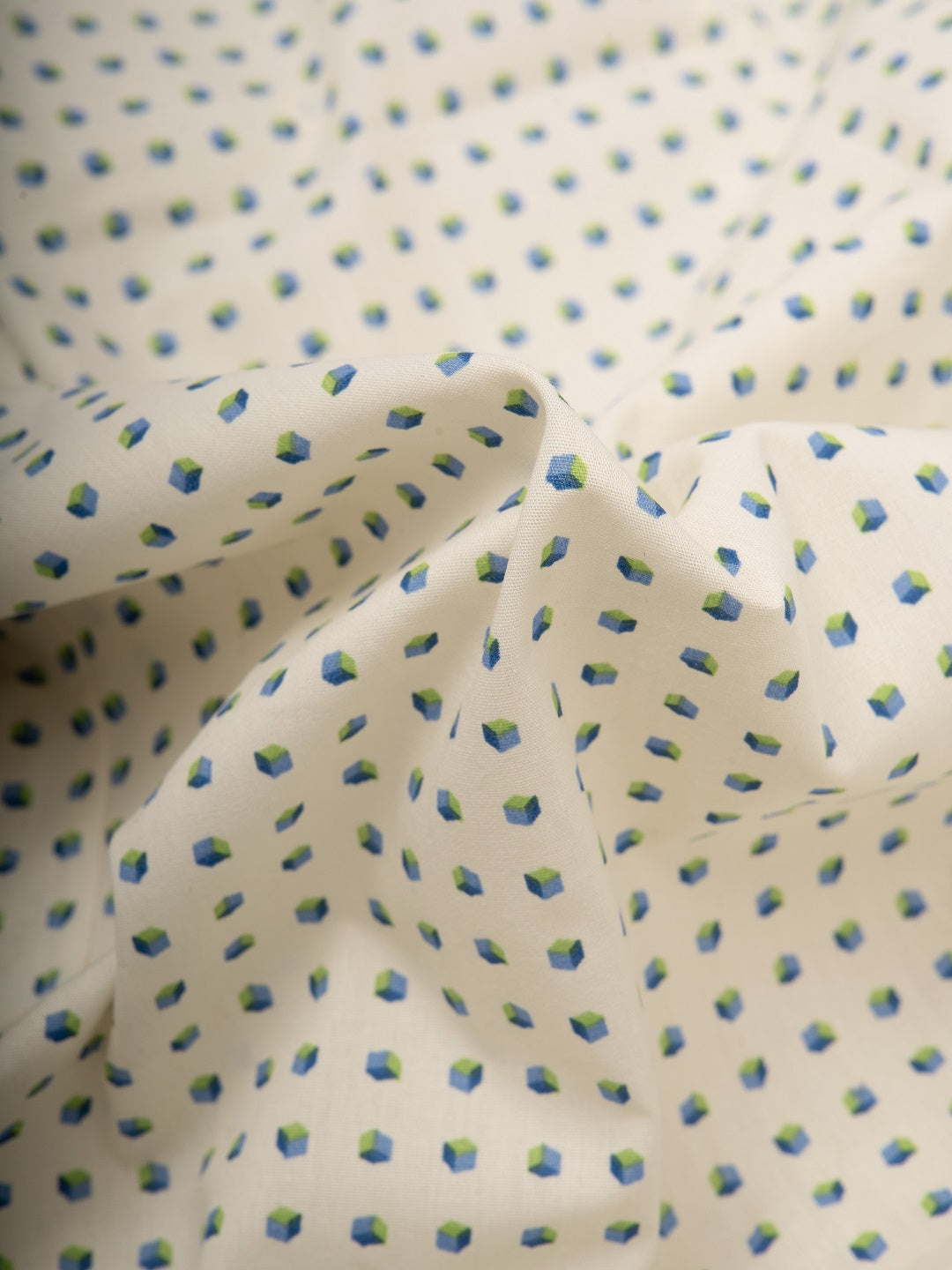CUBO 3D Blue & Green Geometric Print Shirt