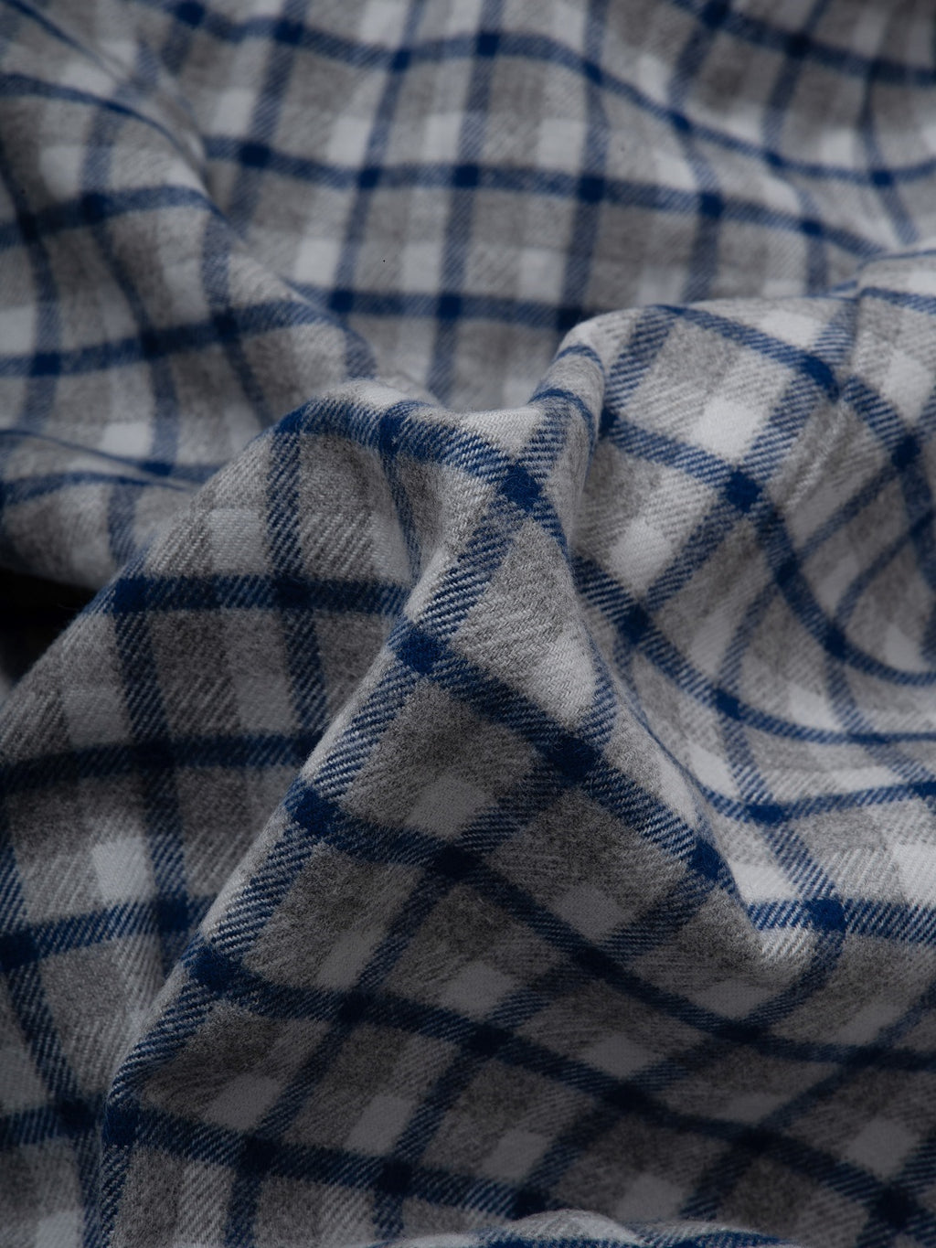 FLANNEL Indigo Blue & Grey Checks Cotton Button-Down Shirt