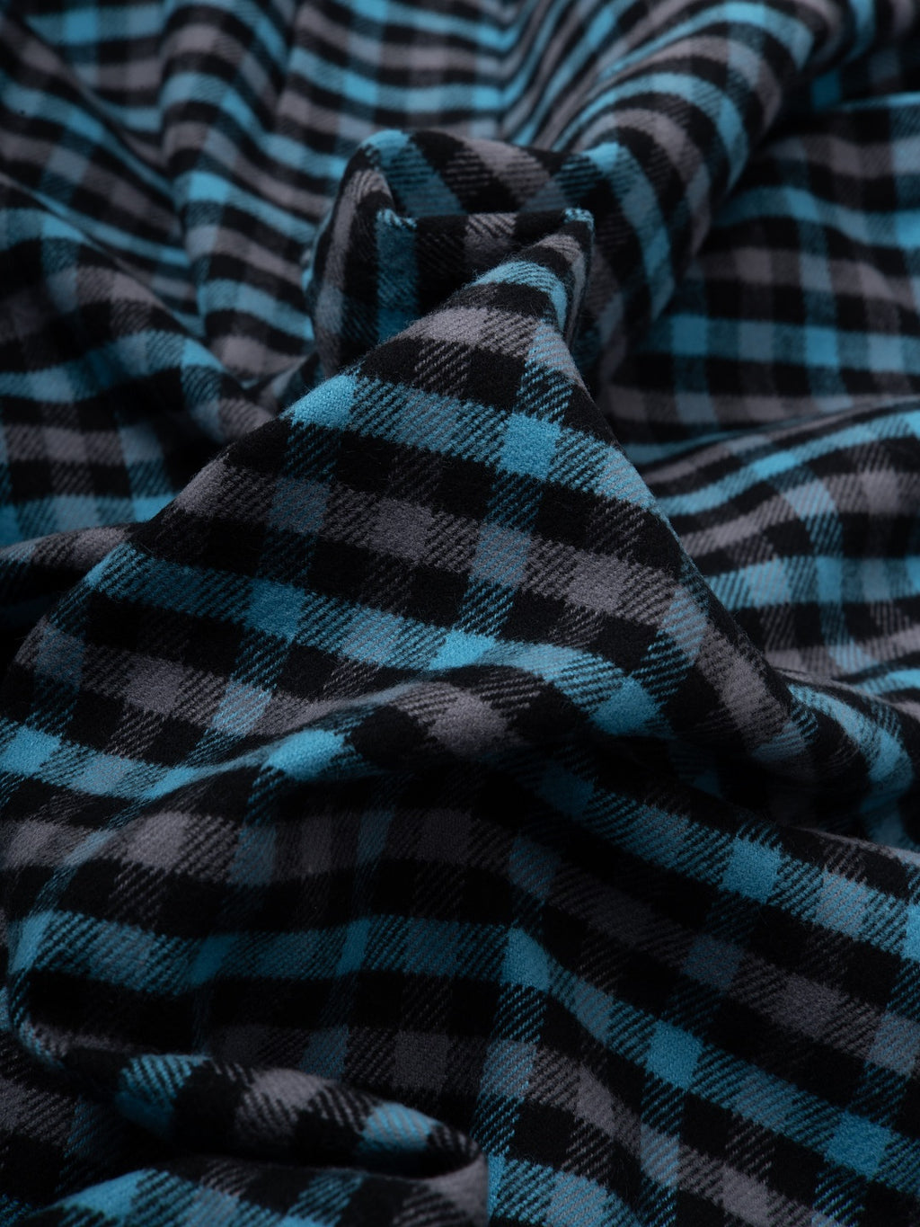 FLANNEL Teal & Black Gingham Checks Button-Down Cotton Shirt