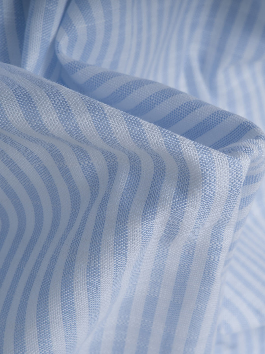 Mint Light Blue & White Striped Slub Cotton Shirt