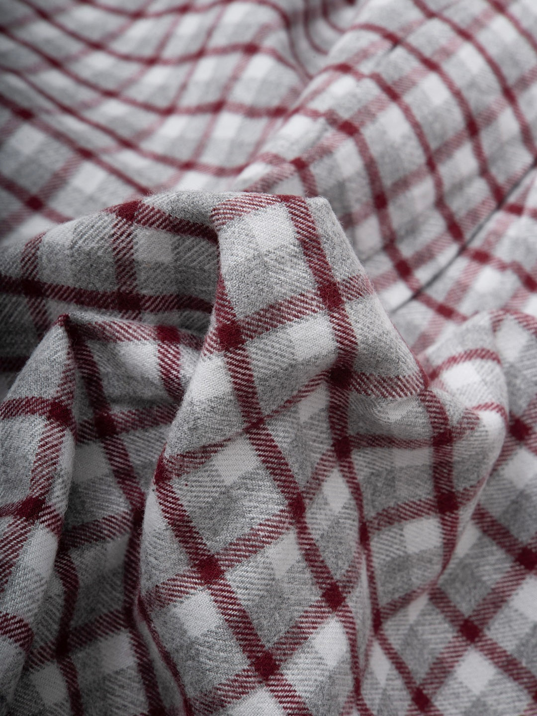 FLANNEL Wine & Grey Checks Cotton Button-Down Shirt