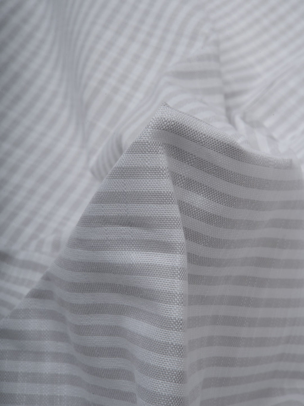 Mint Grey & White Striped Slub Cotton Shirt