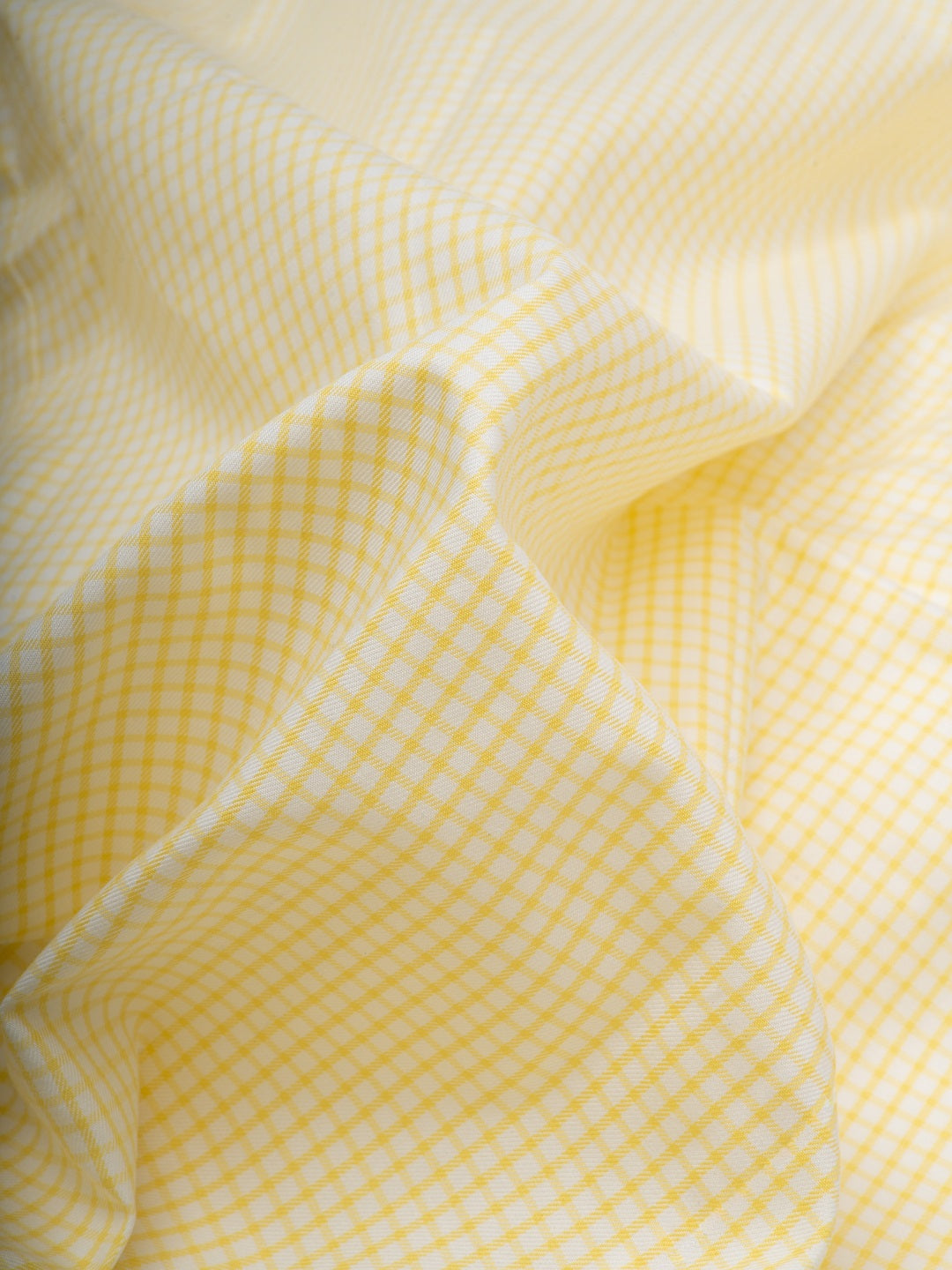 Square Lemon & White Micro Checks Full Sleeve Cotton Shirt