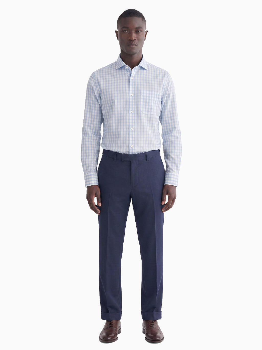Candy Checks Blue & White Checked Cotton Linen Shirt
