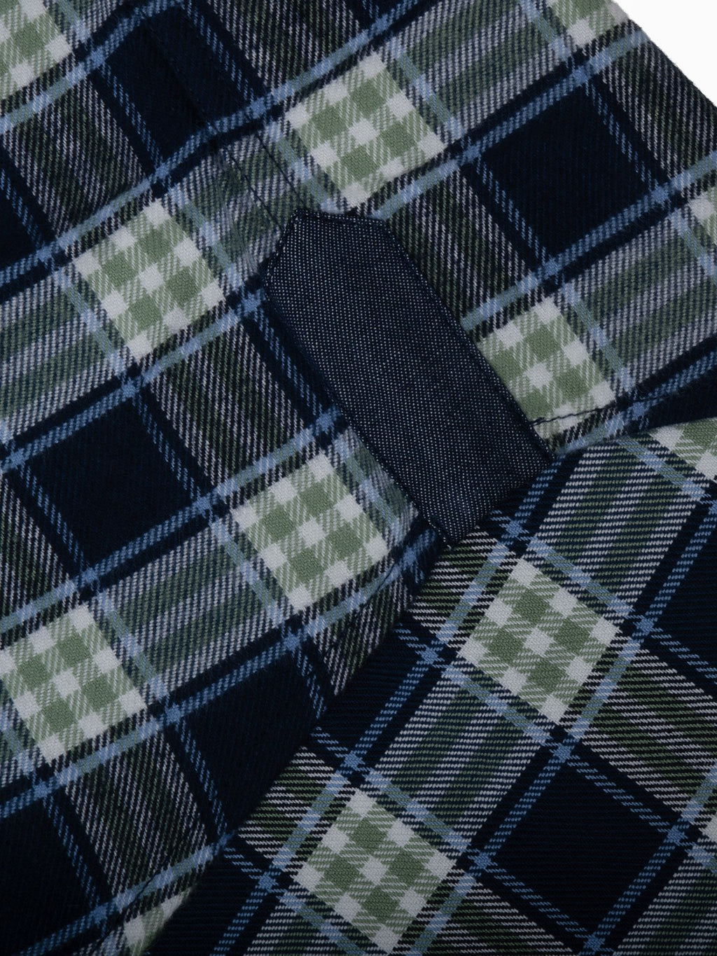 FLANNEL Indigo Blue & Green Checks Button-Down Cotton Shirt