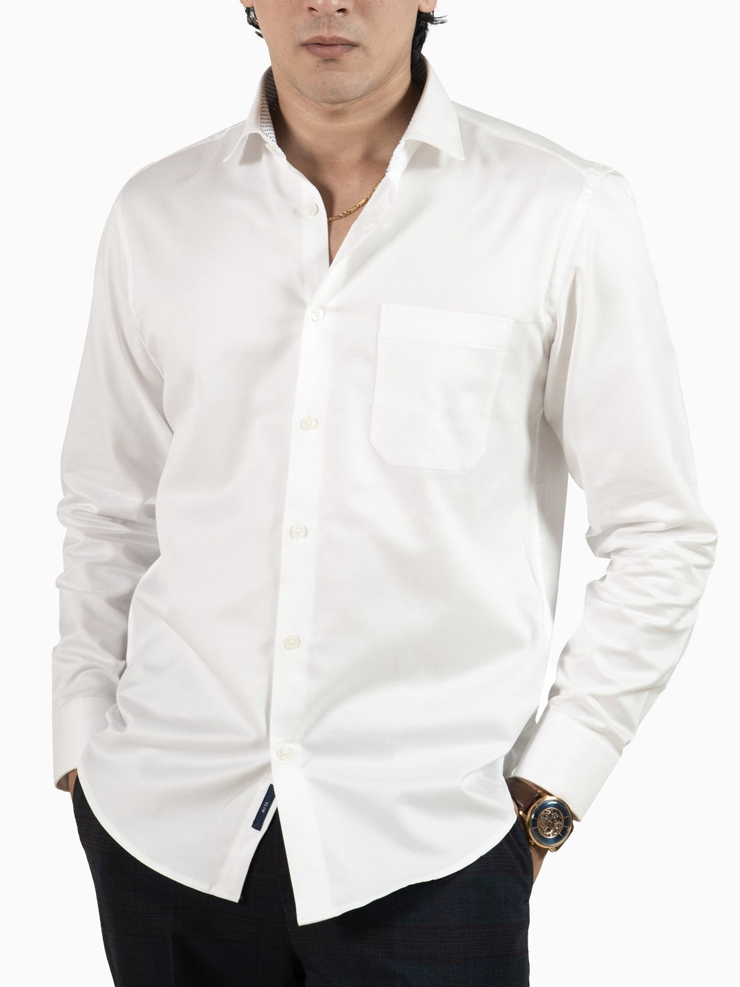 Classic Herringbone Super White Full Sleeve Shirt