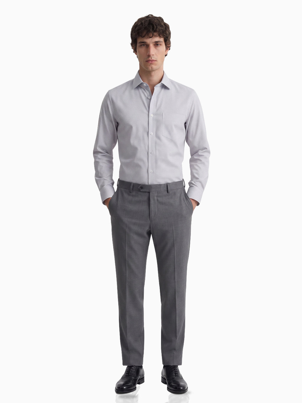 Imperial Geometric Lavender Grey Printed Shirt