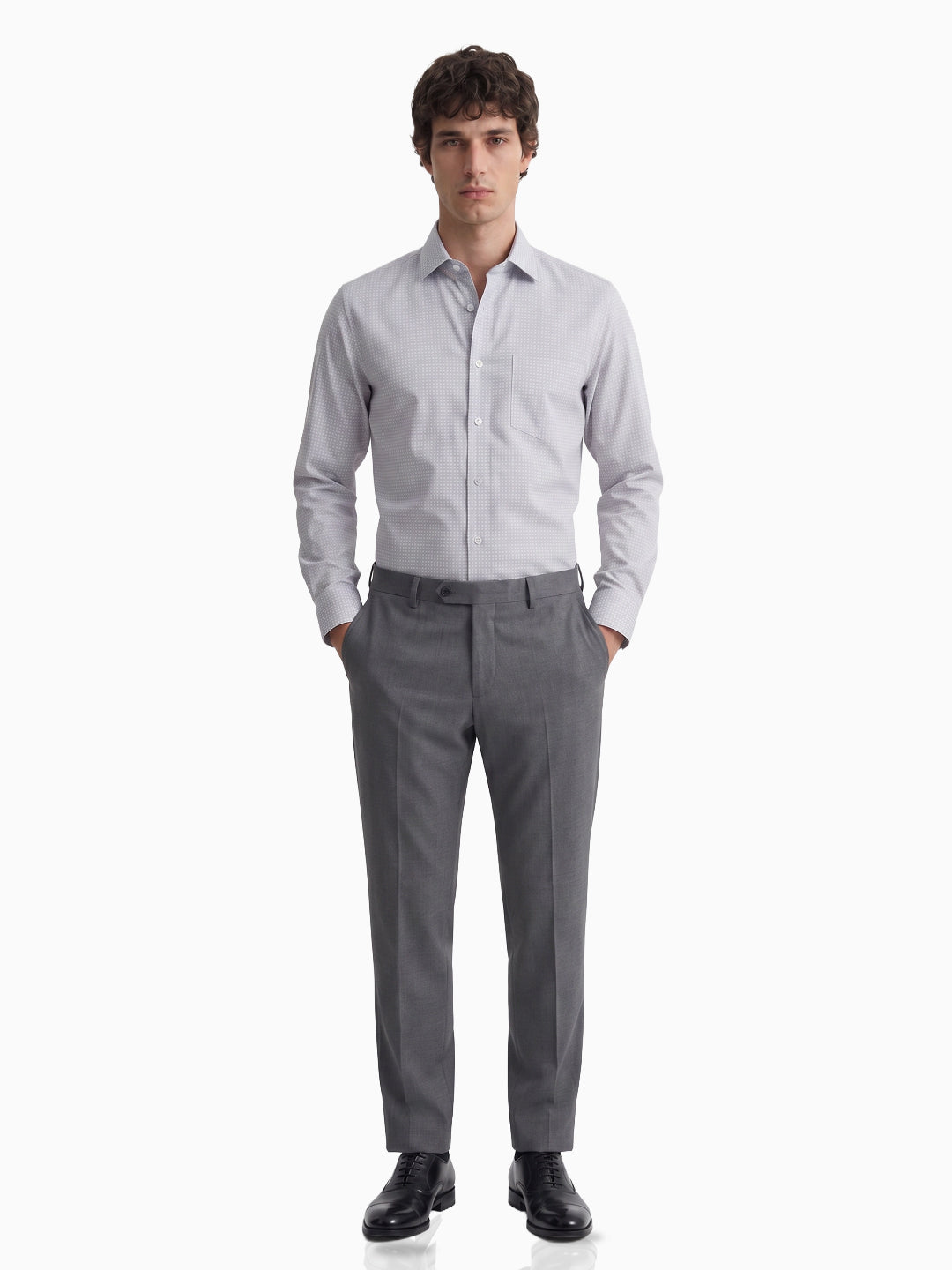 Imperial Geometric Lavender Grey Printed Shirt
