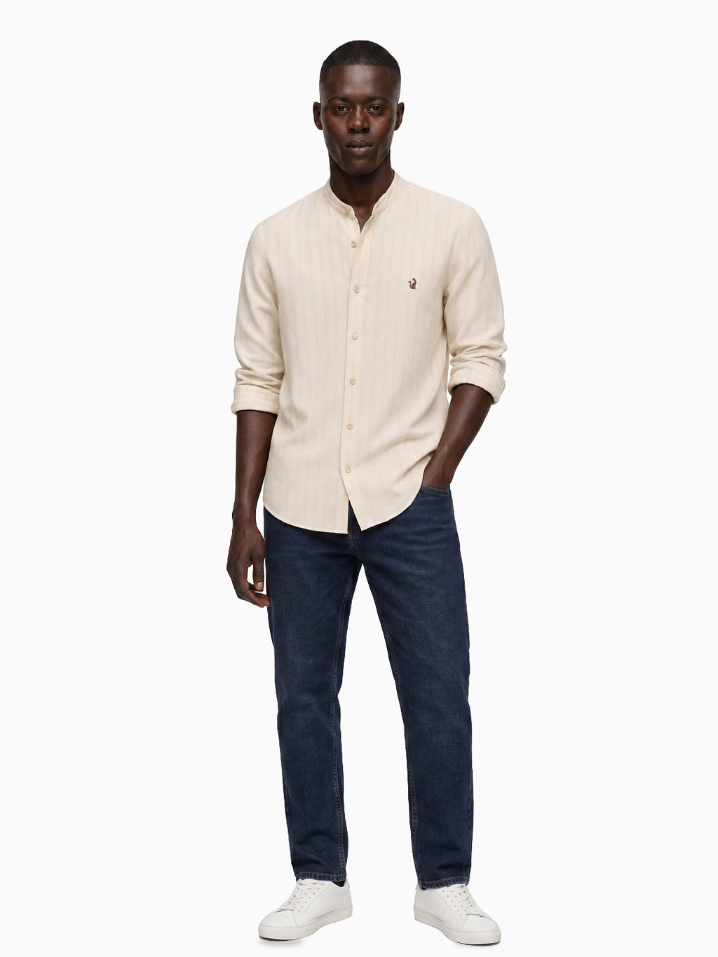 Riverline Beige Stripe Linen Cotton shirt