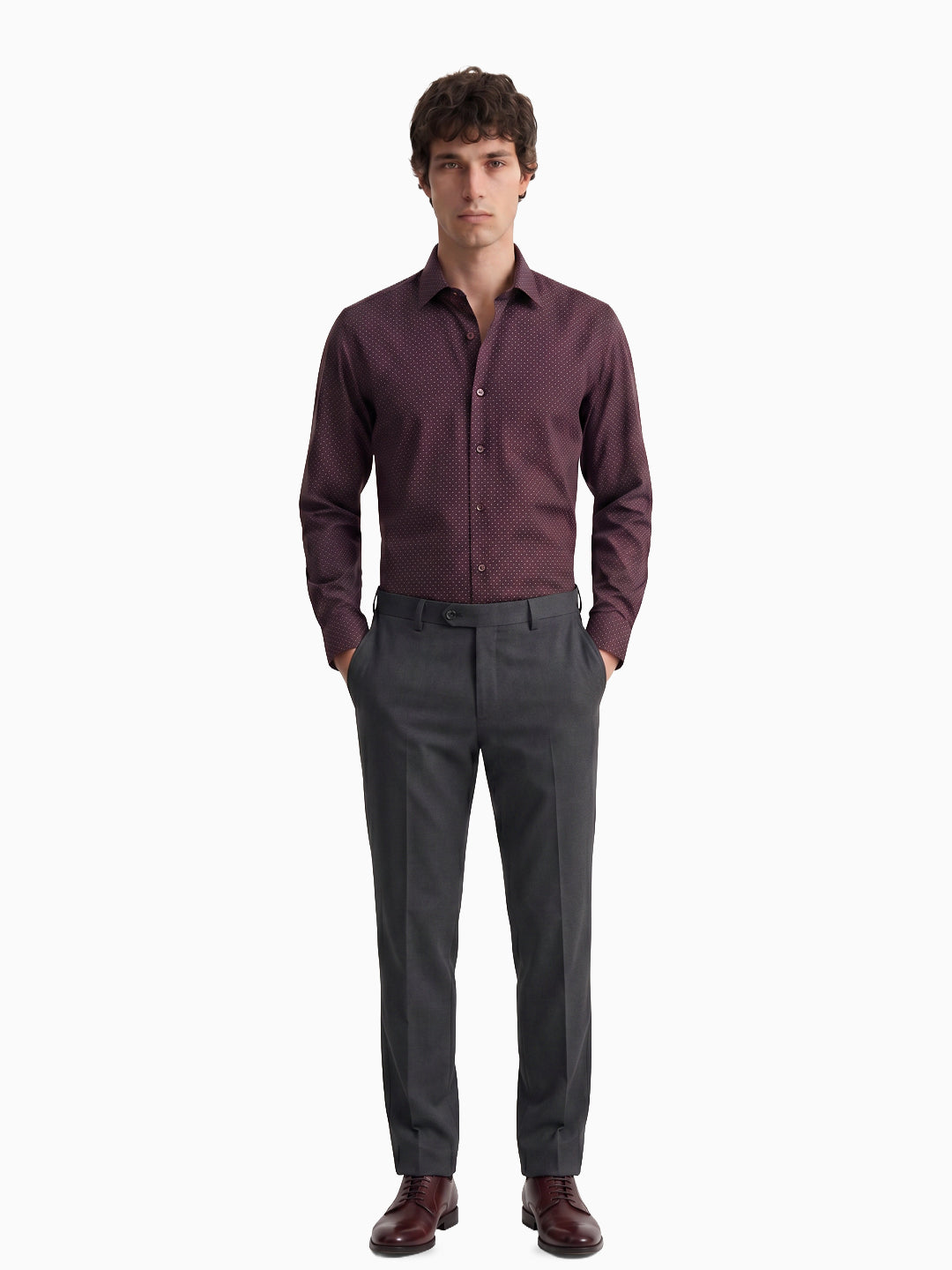 Medallion Maroon & Grey Printed Shirt