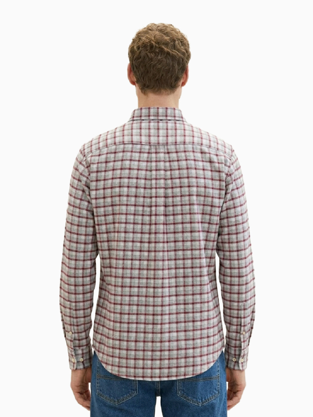 FLANNEL Wine & Grey Checks Cotton Button-Down Shirt