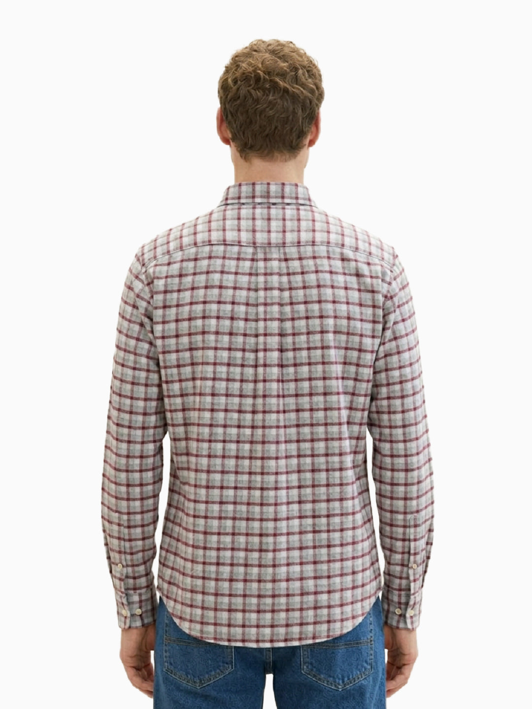 FLANNEL Wine & Grey Checks Cotton Button-Down Shirt