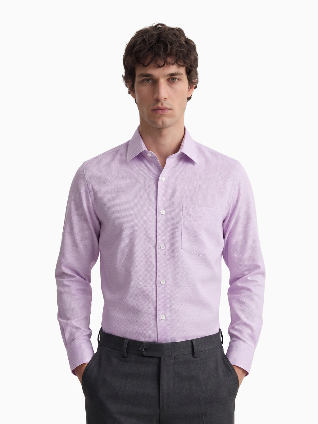 Classic Honeycomb  Dobby Lilac Formal Full Sleeve Shirt
