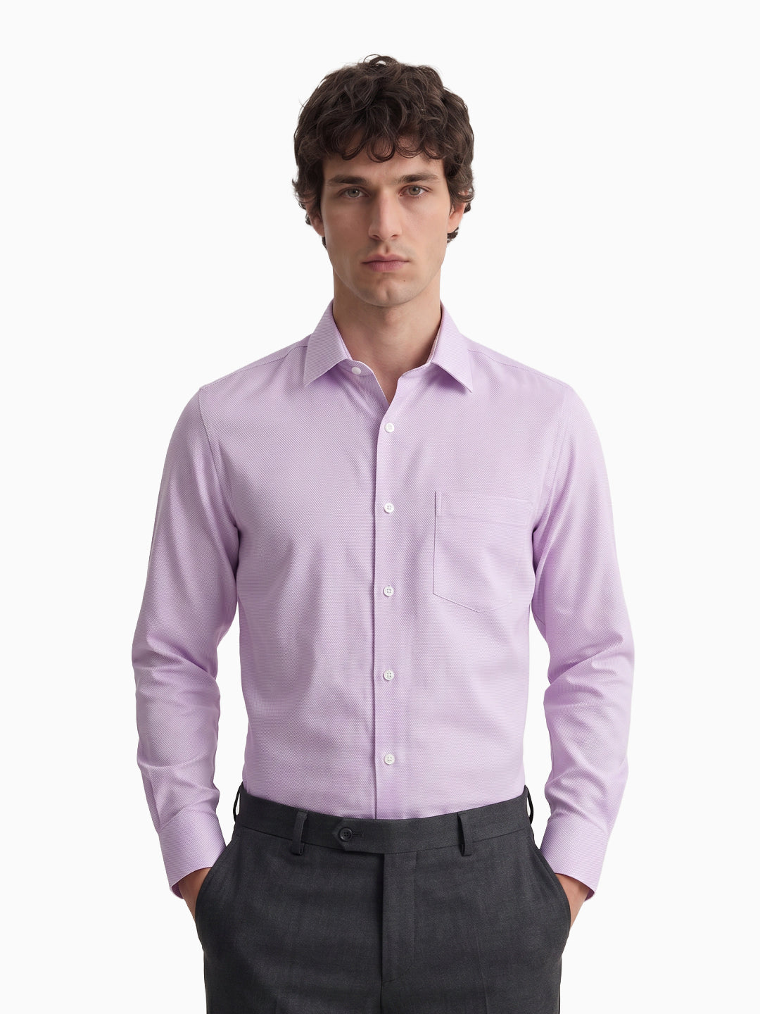 Classic Honeycomb  Dobby Lilac Formal Full Sleeve Shirt