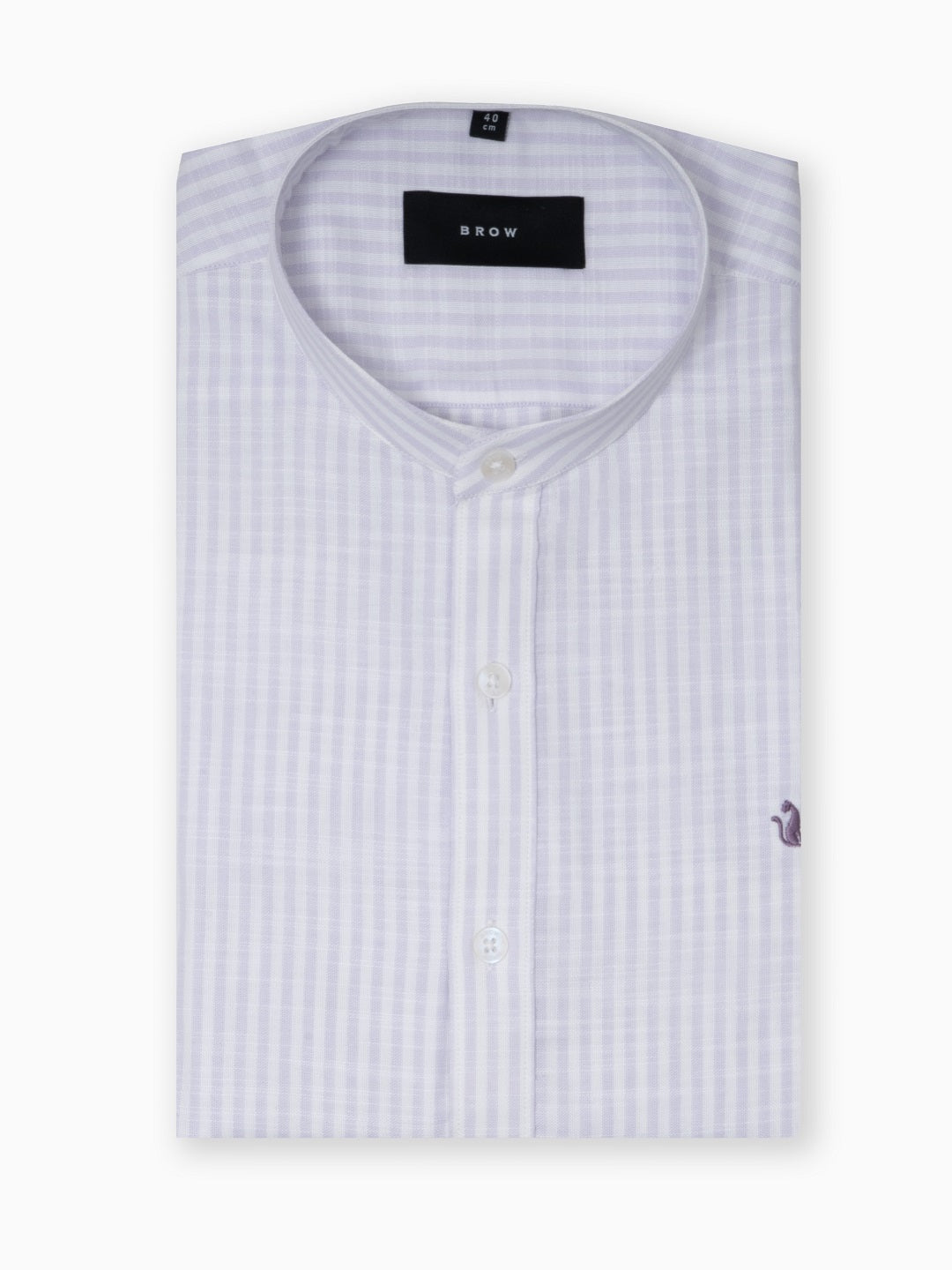 Mint Purple & White Striped Slub Cotton Shirt