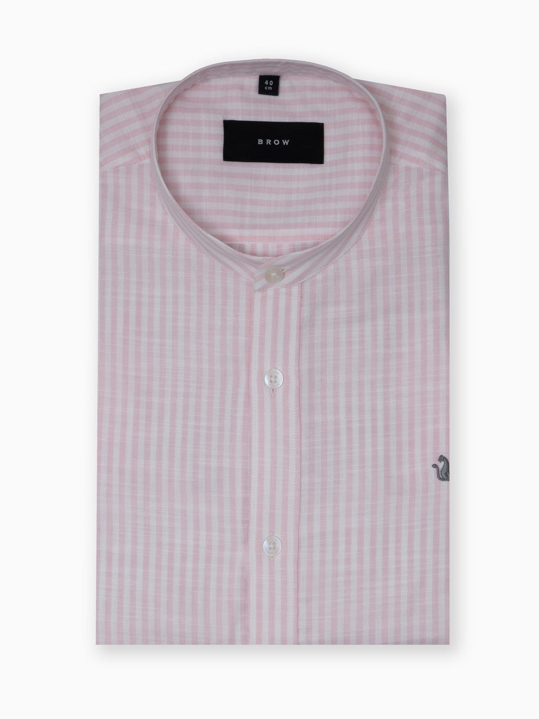 Mint Pink & White Striped Slub Cotton Shirt
